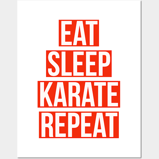 eat sleep karate repeat Wall Art by cooltific 